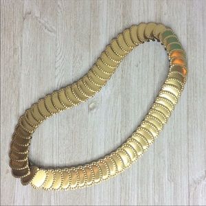 Vintage Goddess Gold Tone Oval Scale Elastic Belt